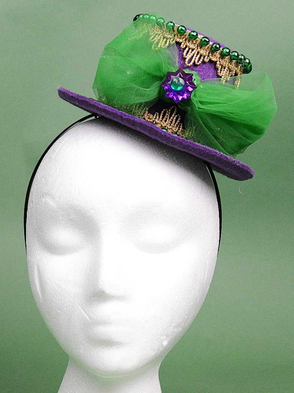 Cute The Joker Costume Accessory Mini Top Hat, Purple Gold Green Mad Hatter Hat